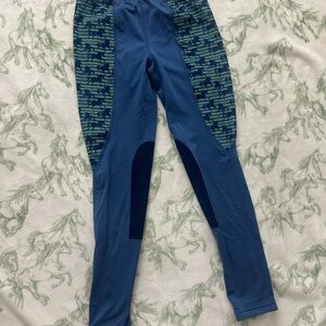 Kerrits Blue Kids Leggings with Horse Pattern